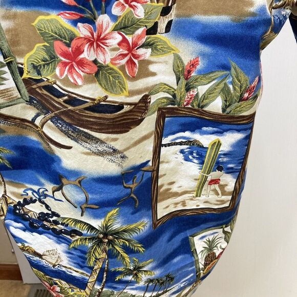 Vtg Mens Howie Hawaii Hawaiian Shirt Surfer Beach Island Floral L Large Cotton - Picture 4 of 9